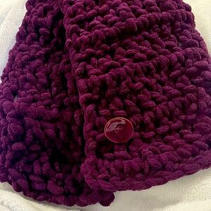 Hand Crafted Eggplant colored wide & thick single wrap scarf.
